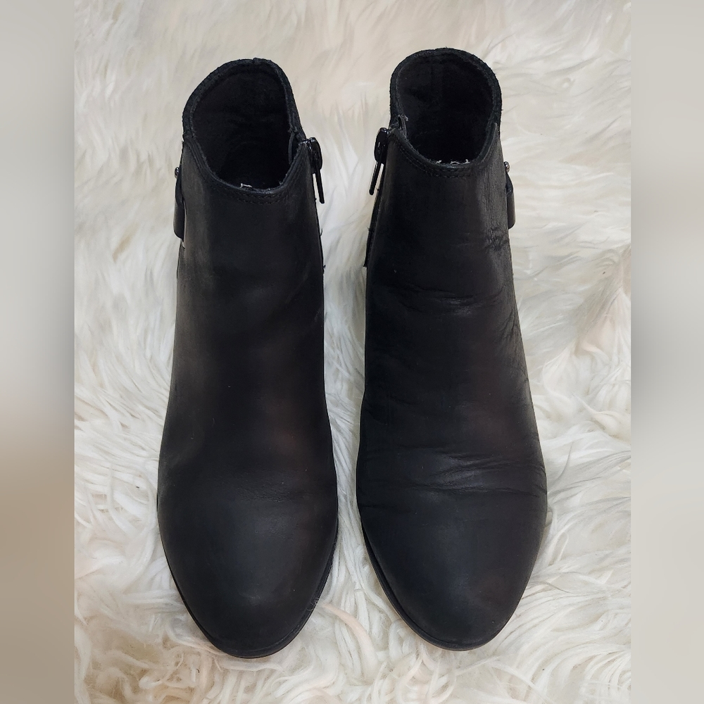 CLARKS COLLECTION ADDIY GLADYS BLACK LEATHER ANKLE BOOTS SIZE 7